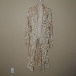 NWOT Sz S Avant Toi Tan Beige Knit Open Front Long Cardigan Sweater